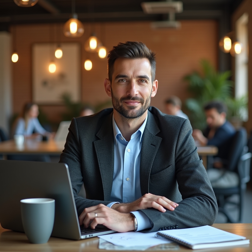 Consultant LuroqerHub lucrând cu o echipă de management în sesiune de planificare hibridă